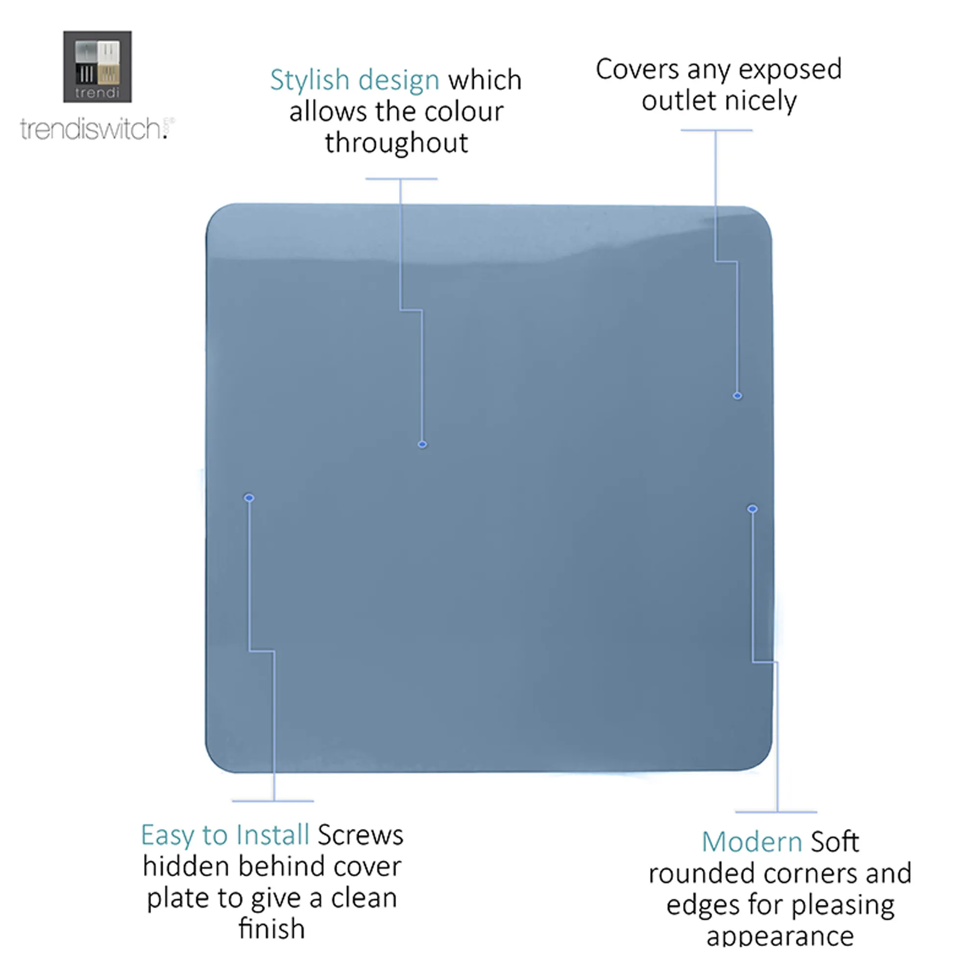 1 Gang Blanking Plate Sky Blue ART-BLKSK  Trendi Sky Blue